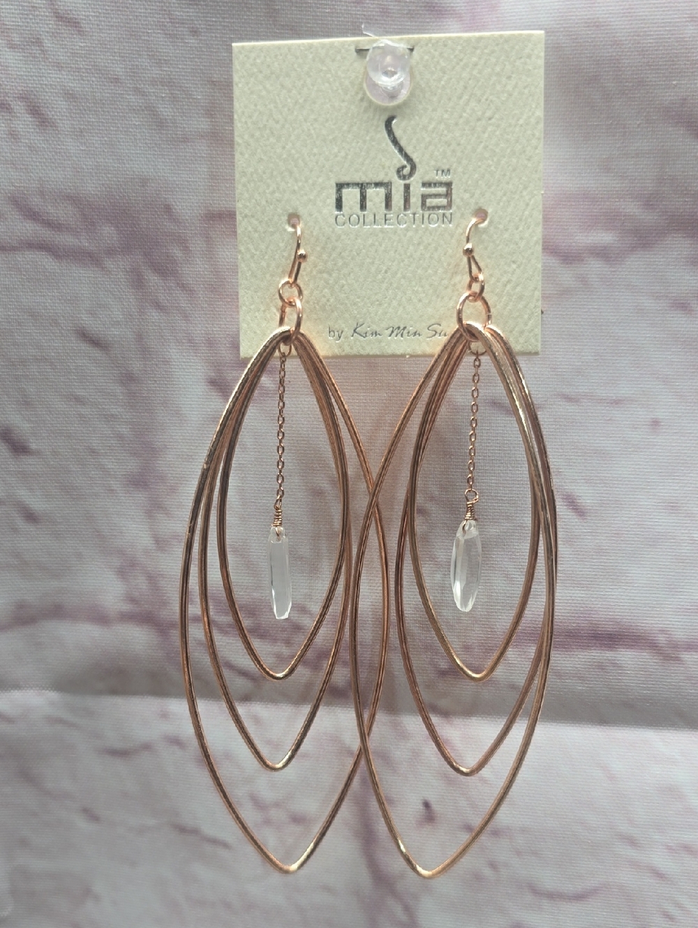 Mia Collection Gold Tone Layered Teardrop Earrings with Acrylic Drop